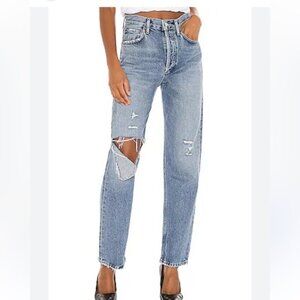 Agolde Feel Good Jamie Distressed Organic Cotton High Rise Button Fly Jeans 29
